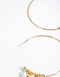 Real Gold Plated Freshwater Pearl and Disc Hoop Earrings - link has visual effect only