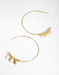 Real Gold Plated Freshwater Pearl and Disc Hoop Earrings - link has visual effect only