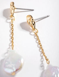 Real Gold Plated Chain & Freshwater Pearl Drop Earrings - link has visual effect only