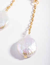 Real Gold Plated Chain & Freshwater Pearl Drop Earrings - link has visual effect only