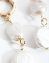 Real Gold Plated Multi Freshwater Pearl Huggie Earrings - link has visual effect only