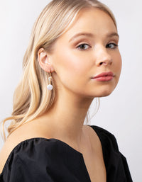 Real Gold Plated Multi Freshwater Pearl Huggie Earrings - link has visual effect only