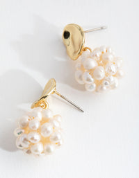 Real Gold Plated Flat Stud Freshwater Pearl Jumble Earrings - link has visual effect only