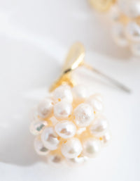 Real Gold Plated Flat Stud Freshwater Pearl Jumble Earrings - link has visual effect only