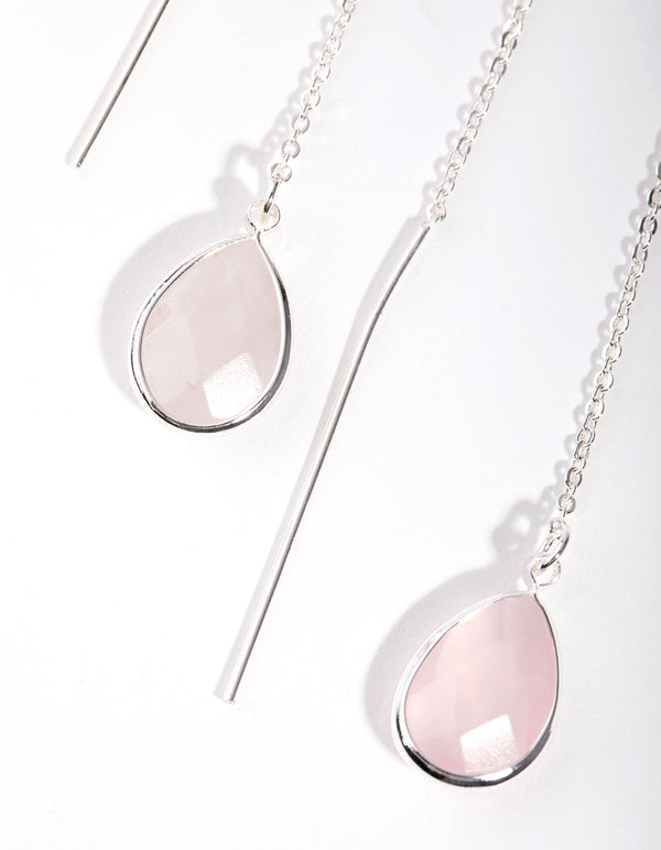 Real Silver Plated Thread Through Semi-Precious Earrings