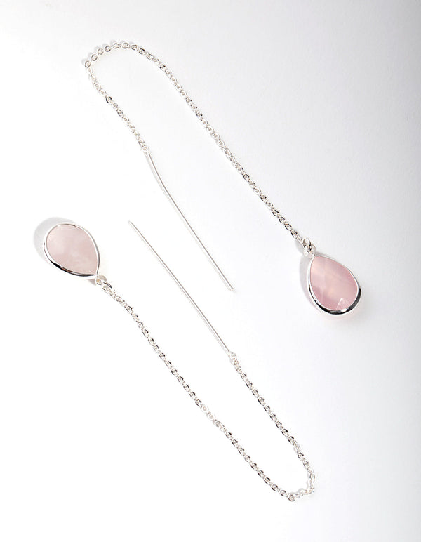 Real Silver Plated Thread Through Semi-Precious Earrings