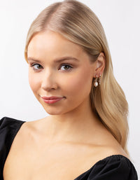 Real Rose Gold Plated Freshwater Pearl and Cross Curated Earring Pack - link has visual effect only