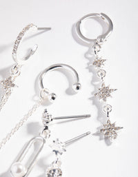 Real Silver Plated Mini Star Earrings - link has visual effect only