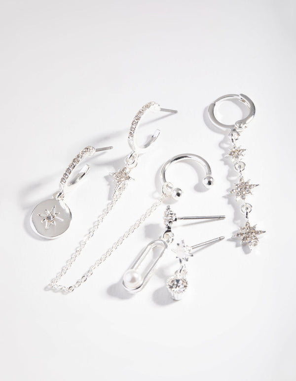 Real Silver Plated Mini Star Earrings