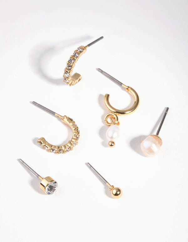 Gold Mixed Freshwater Pearl 6-Pack Earring
