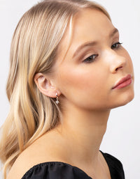 Real Rose Gold Plated Diamante Star Huggie Earrings - link has visual effect only