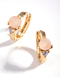 Real Gold Plated Semi Precious Huggie Earrings - link has visual effect only