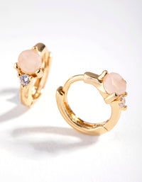 Real Gold Plated Semi Precious Huggie Earrings - link has visual effect only