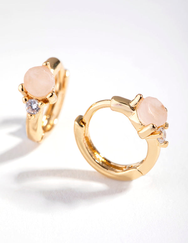 Real Gold Plated Semi Precious Huggie Earrings