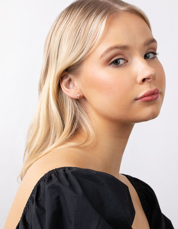 Real Gold Plated Semi Precious Huggie Earrings