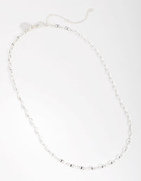 Real Silver Plated Mini Link Chain Necklace - link has visual effect only