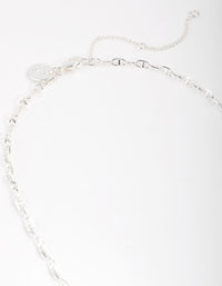 Real Silver Plated Mini Link Chain Necklace - link has visual effect only
