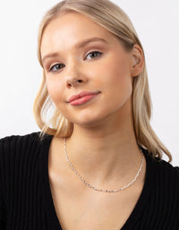 Real Silver Plated Mini Link Chain Necklace - link has visual effect only