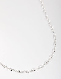 Real Silver Plated Mini Link Chain Necklace - link has visual effect only