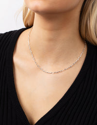 Real Silver Plated Mini Link Chain Necklace - link has visual effect only