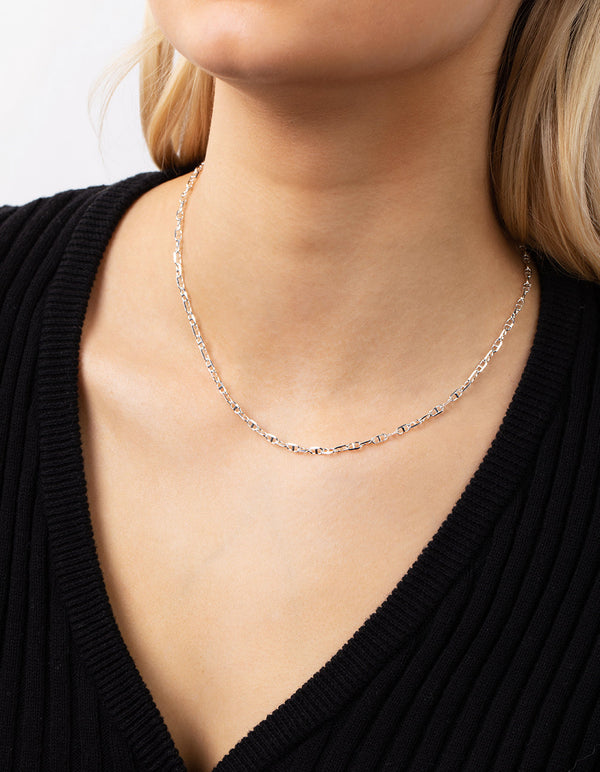Real Silver Plated Mini Link Chain Necklace
