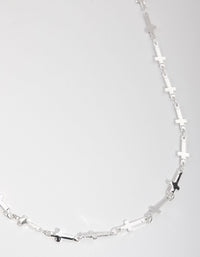 Real Silver Plated Cross Station Necklace - link has visual effect only