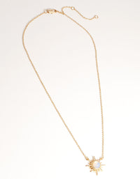 Echte vergulde diamanten en maansteen zonneketting - link has visual effect only