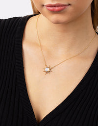 Echte vergulde diamanten en maansteen zonneketting - link has visual effect only