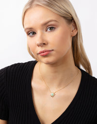Real Gold Plated Diamante Semi Precious Jade Sun Necklace - link has visual effect only