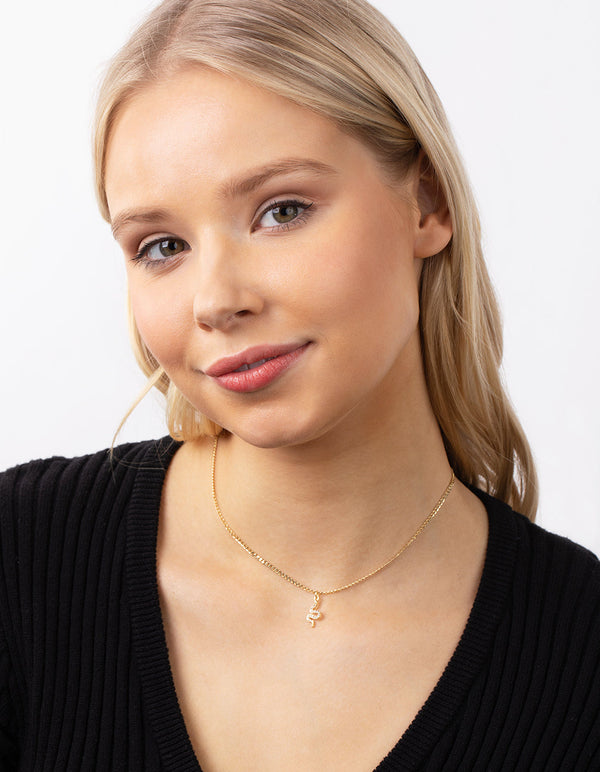 Real Gold Plated Diamante Snake Necklace