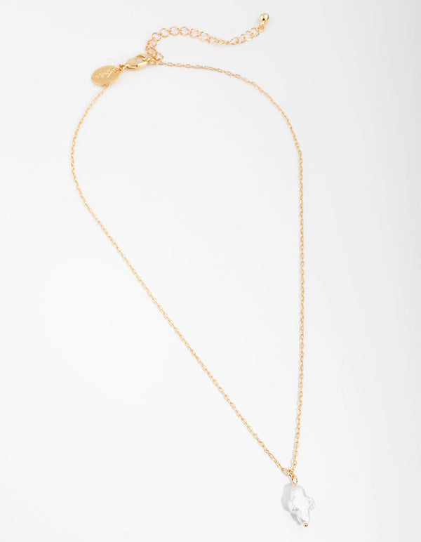 Real Gold Plated Freshwater Pearl Cross Necklace