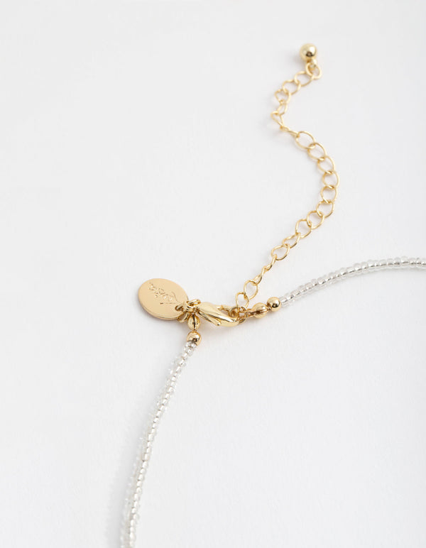 Real Gold Plated Freshwater Pearl and Seed Bead Necklace