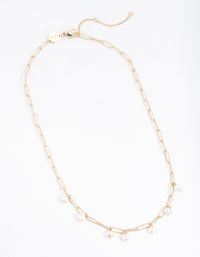Real Gold Plated Rectangle Freshwater Pearl Necklace - link has visual effect only