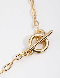 Real Gold Plated Thin Chain T&O Bar Necklace - link has visual effect only