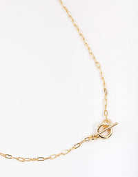 Real Gold Plated Thin Chain T&O Bar Necklace - link has visual effect only