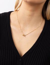 Real Gold Plated Thin Chain T&O Bar Necklace - link has visual effect only