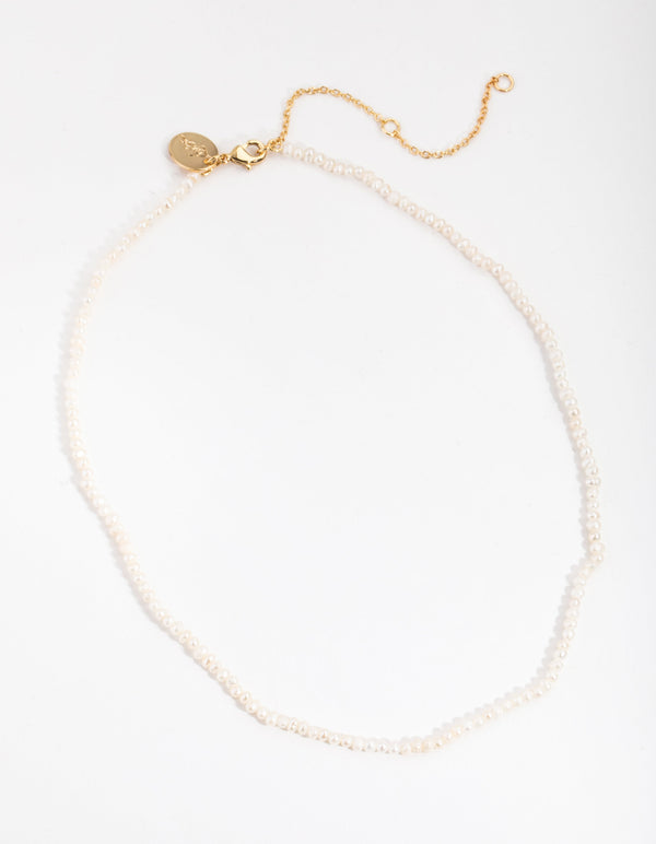 Real Gold Plated Single Row Freshwater Pearl Necklace