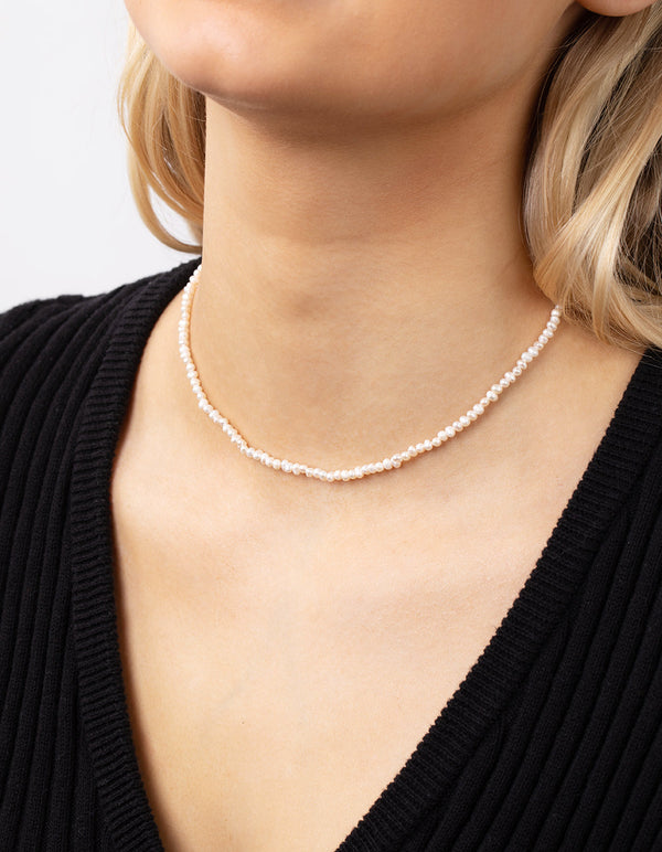 Real Gold Plated Single Row Freshwater Pearl Necklace