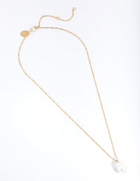 Real Gold Plated Single Freshwater Pearl Necklace - link has visual effect only