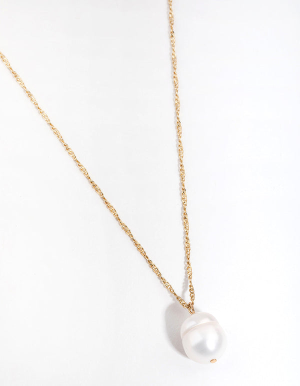 Real Gold Plated Single Freshwater Pearl Necklace