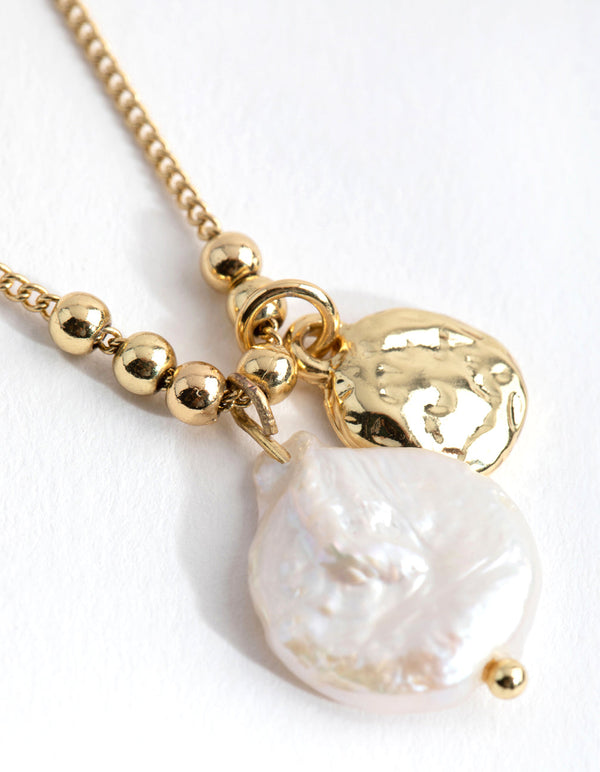 Real Gold Plated Large Freshwater Pearl Necklace