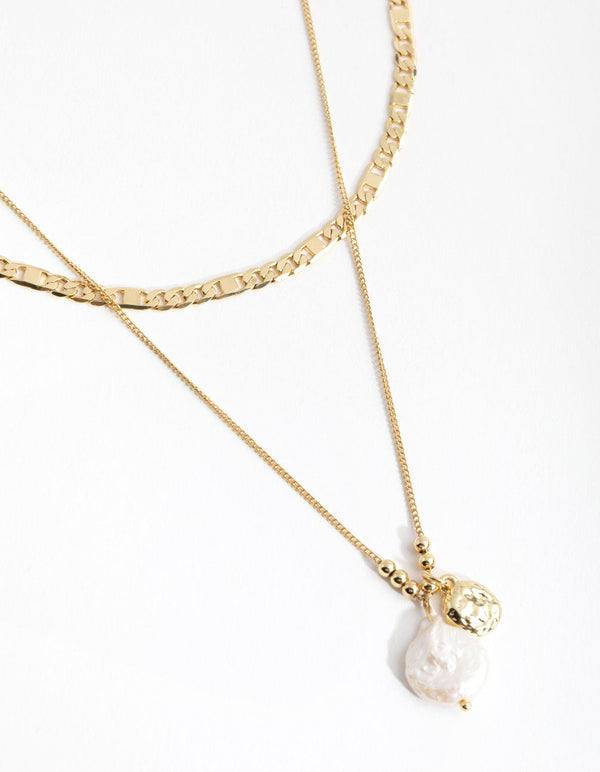 Real Gold Plated Large Freshwater Pearl Necklace