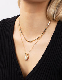 Real Gold Plated Large Freshwater Pearl Necklace - link has visual effect only