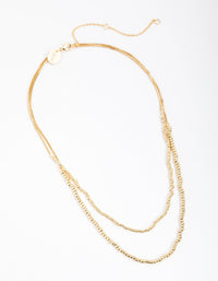 Real Gold Plated Double Bead Necklace - link has visual effect only