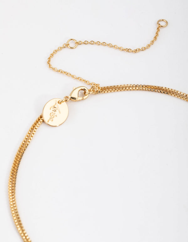 Real Gold Plated Double Bead Necklace