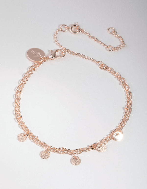 Real Rose Gold Plated Mini Disc Bracelet