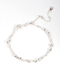 Real Silver Plated Double Row Chain & Ball Bracelet - link has visual effect only