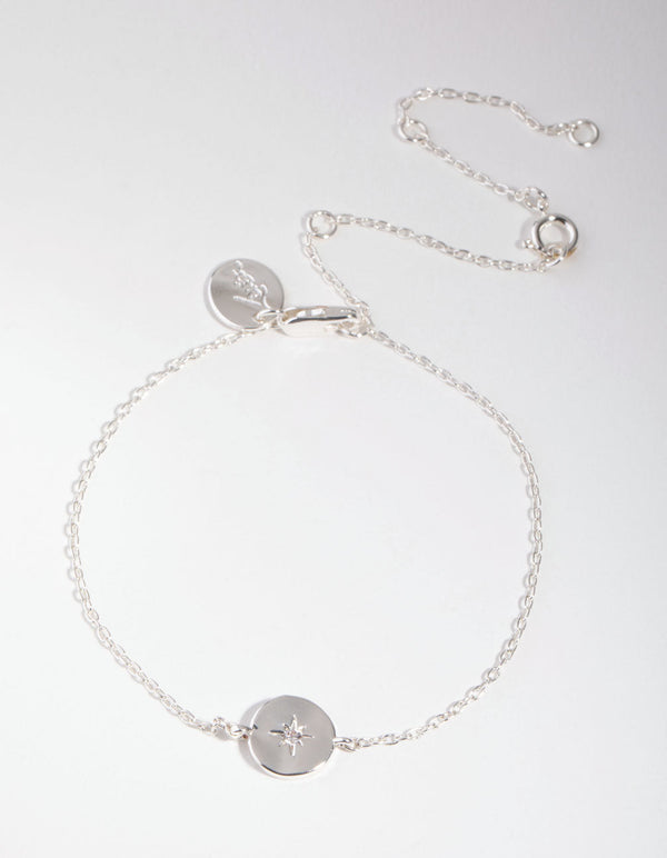Real Silver Plated Starburst Disc Bracelet
