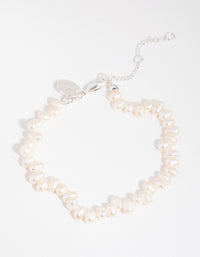Real Silver Plated Freshwater Pearl Bracelet - link has visual effect only