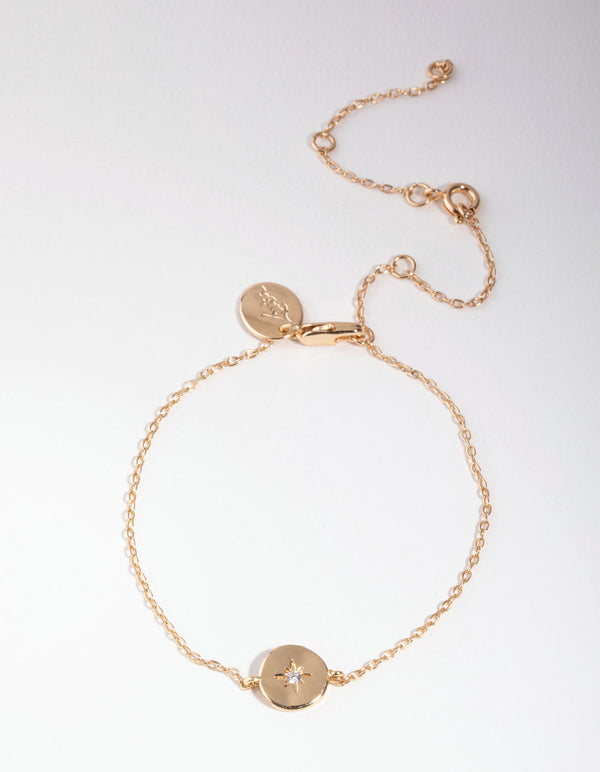 Real Gold Plated Starburst Disc Bracelet